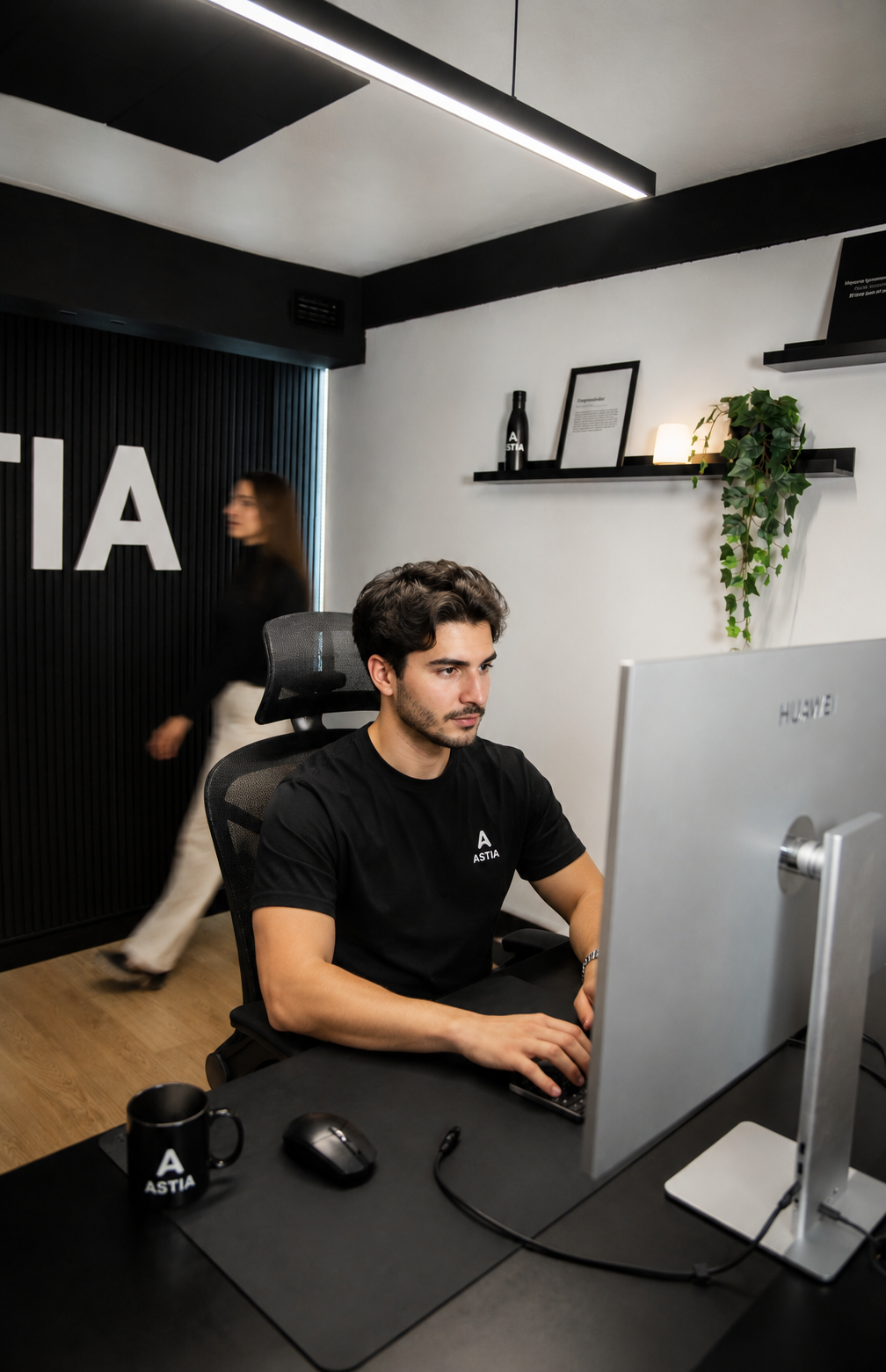 Equipo de Astia trabajando en la oficina